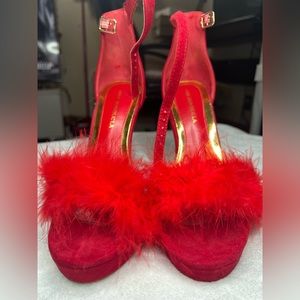 Red Fluffly heels